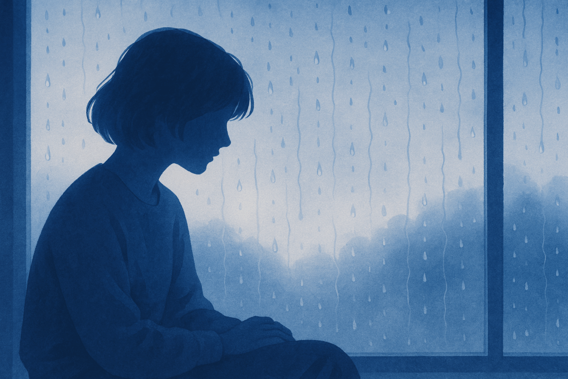 Silhouette einer Frau am Fenster – Symbol für Nachdenklichkeit und Emotionen