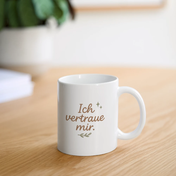 Tasse mit Aufdruck: Ich vertraue mir.
